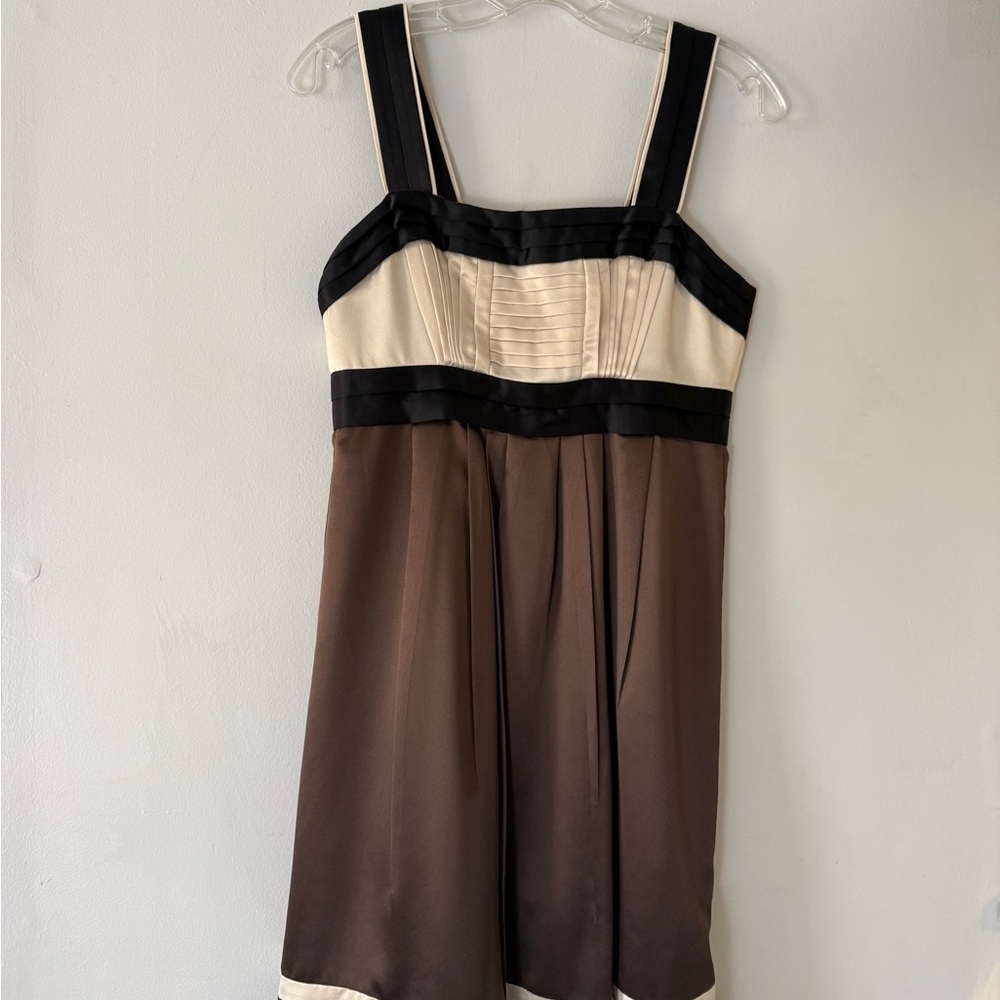BCBG Paris Black and Brown Midi Dress